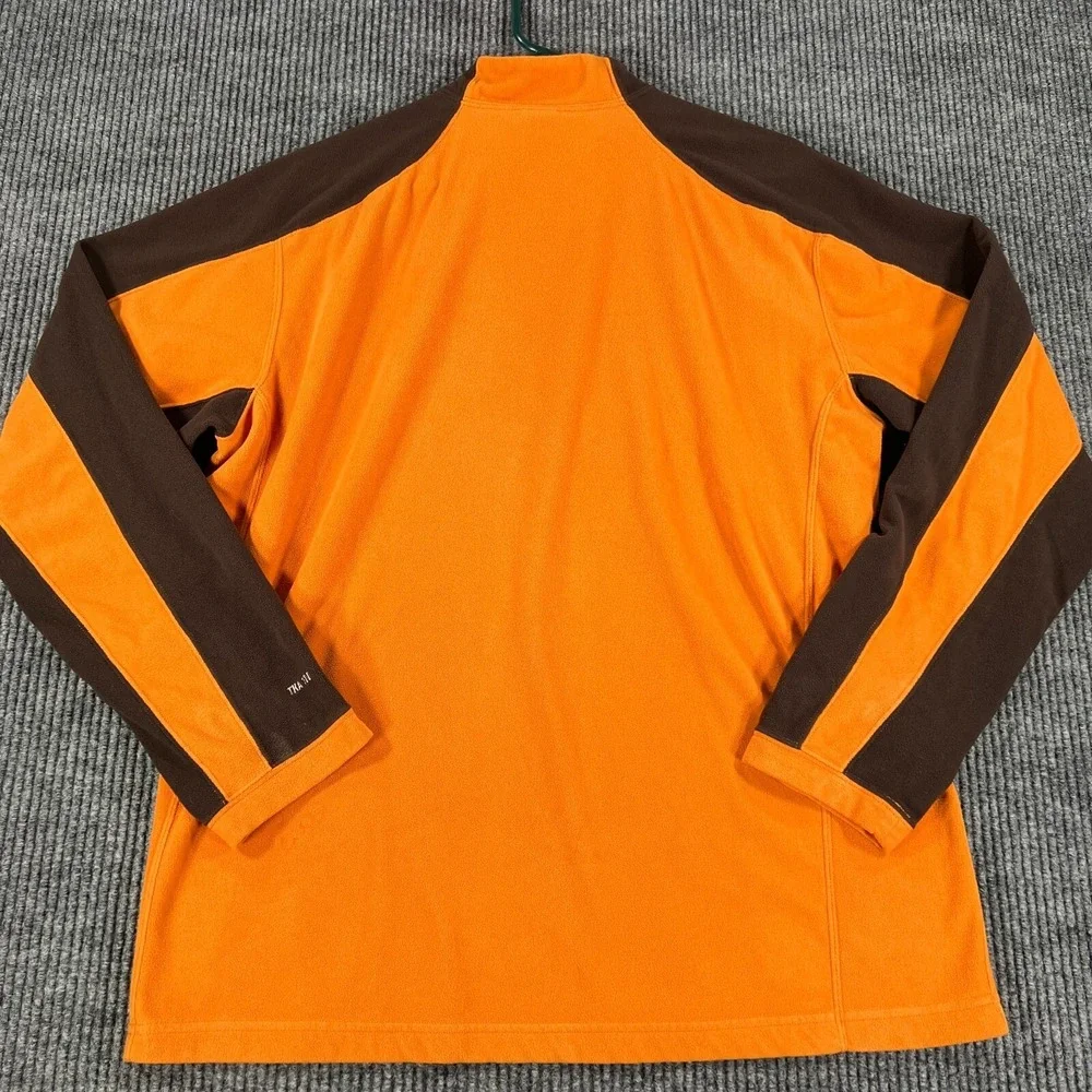 The North Face Mens Sweatshirt Large Orange Long Sleeve 1/4 Zip Mock Neck Fleece